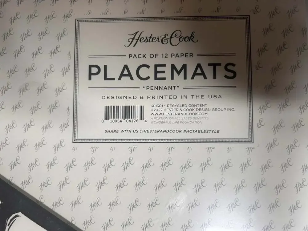 Hester & Cook Victory Pennant Paper Placemats Set Of 12